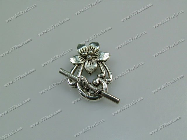 Alloy Toggle clasps, 15*23mm fancy flower, Sold per pkg of 100.