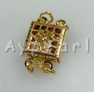 Alloy Box Clasps,golden, with 2-strand, 8*8mm fancy suqare, Sold per pkg of 100.