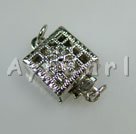 Alloy Box Clasps, 8*8mm fancy square, Sold per pkg of 100.