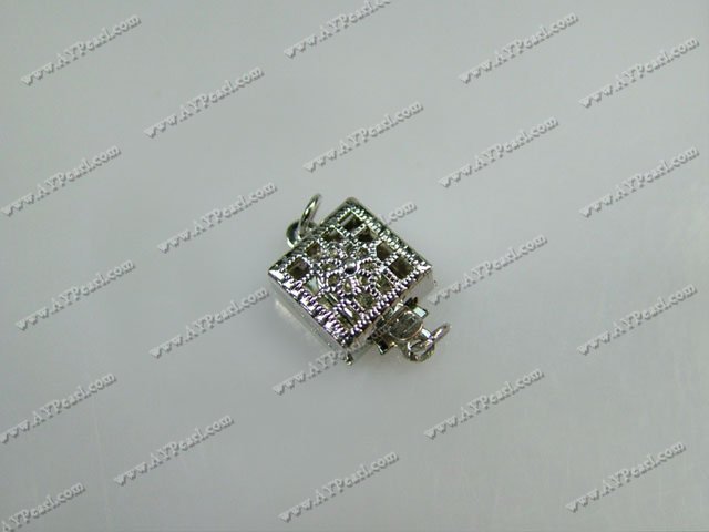 Alloy Box Clasps, 8*8mm fancy square, Sold per pkg of 100.