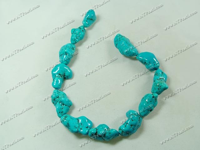 turquoise beads, blue,15*19mm irregular, sold per 15.3-inch strand.