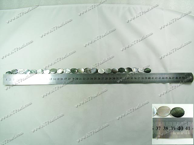 Black lip shell beads, 12*16mm flat oval, sold per 15.7-inch strand.