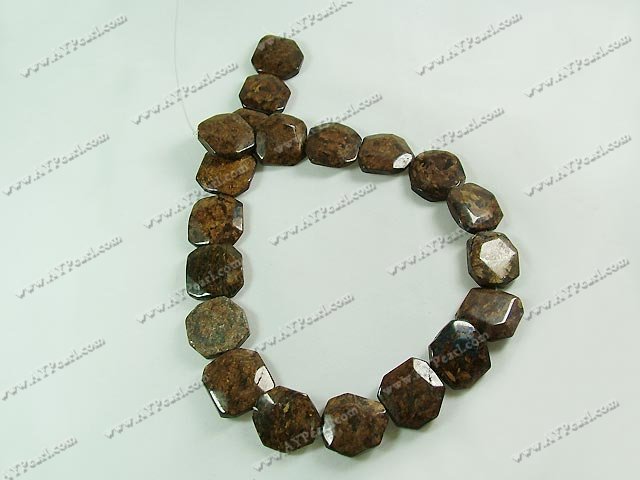 Gold Copper stone beads,18*18mm polygon, sold per 15.7-inch strand.