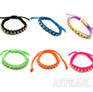 6 stk Shamballa stil Rhinetone Håndlaget Snøring Fashion Armbånd (One Piece av hver farge)