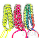 3 Pieces Ball Style Multi Color Double Link Handmade Drawstring Fashion Bracelet( One Piece of Each Color)