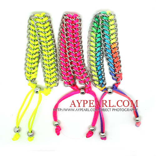 3 Pieces Shamballa Style Multi Color Double Link Handmade Drawstring Fashion Bracelet( One Piece of Each Color)
