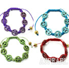 4 Osia Shamballa Style Rauha Käsintehdyt Kiristin muoti rannerengas (One Piece kutakin väriä)
