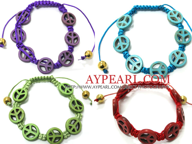 4 Stück Shamballa Style Frieden Handmade Drawstring Fashion Bracelet (One Piece von jeder Farbe)