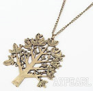 Vintage and Long Style Christmas Tree Bronze Pendant Necklace