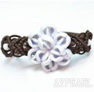 Shamballa Stil Handpainting Blau und Weiß Porzellan Blume Tunnelzug Armband mit Brown Thema
