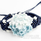 Shamballa Style Pfingstrose Design-Porzellan Blume Tunnelzug Armband mit Dark Blue Thema
