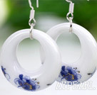 Chine fleur de style peinture à la main Boucles d'oreilles Shape Design Donut