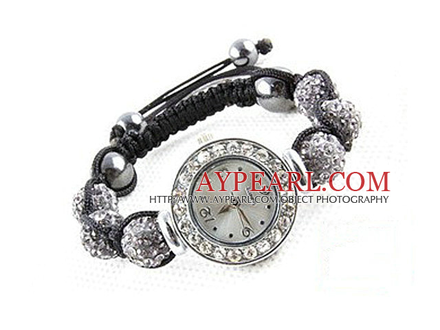 Fashion Style Gray Color Strass Ball Watch Drawstring Bracelet