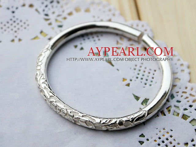 Handgjorda 999 Sterling Silver Bangle Armband (blommönster Style)