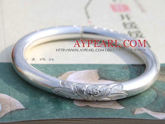 Κλασικό Σχεδιασμός Χειροποίητο 999 Sterling Silver Thin βραχιόλι βαρύ βραχιόλι με Pattern Lotus