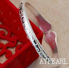 Handmade 999 Sterling Silver Thin Bangle Bracelet with Flower Pattern