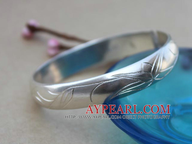 Bold Χειροποίητο Style 999 Sterling Silver βραχιόλι βαρύ βραχιόλι με μπαμπού Pattern