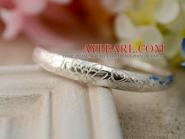 Handmade 999 Sterling Silver Bangle Bracelet with Double Fish Pattern and Accessories