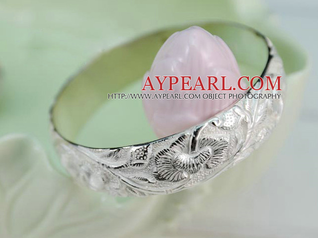 Bold Style Handmade 999 Sterling Silver Bangle Bracelet with Flower Pattern