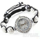 Fashion Style White Rhinestone Ball Watch Drawstring Bracelet