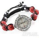 Fashion Style Red Rhinestone Ball Watch Drawstring Bracelet