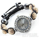 Mote Stil Champagne Color Rhinestone Ball Watch Snøring armbånd