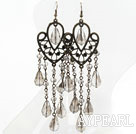 Vintage Style Gray Drop Crystal Chandelier Earrings