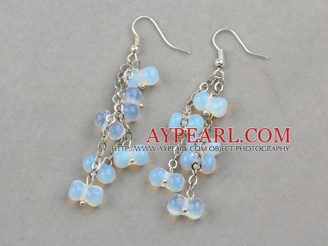 Cucurbit Shape Opal Crystal Long Style Earrings