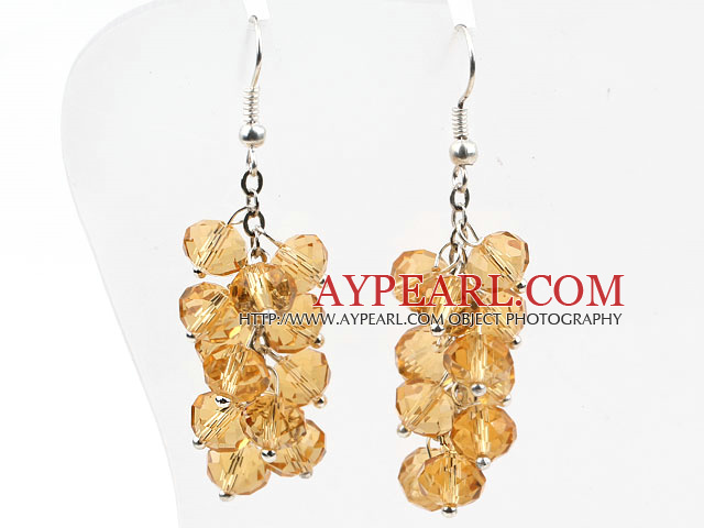 Cluster stil Amber Color Crystal øredobber