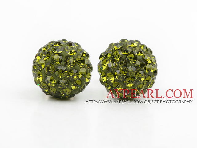 Mote Stil Olive Green Rhinestone Ball Studs øredobber