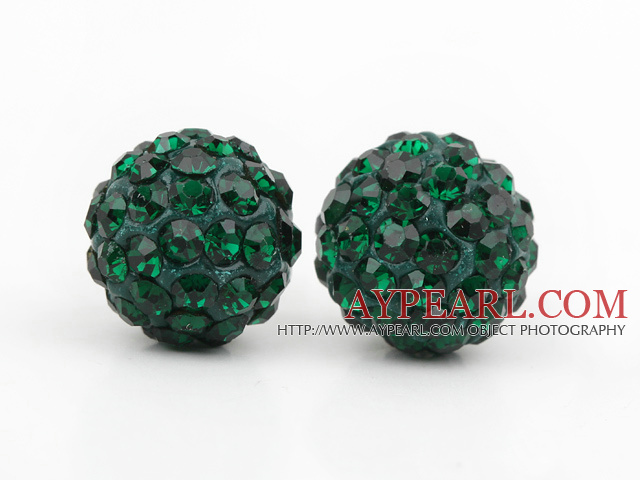 Fashion Style Dark Green Rhinestone Ball Studs Earrings