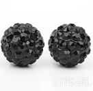 Fashion Style Black Rhinestone Ball Studs Earrings