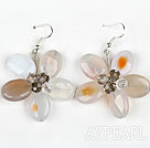 Couleur Agate naturelle et boucles d'oreilles fleur en cristal de forme