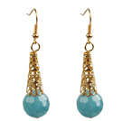 Simple Classic Design Faceted Kyanite Bead Dangle Earrings With Golden Hook