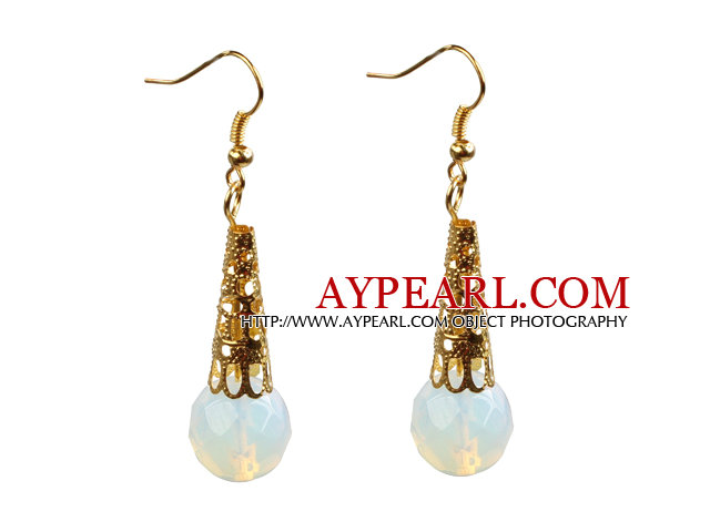 Dangle Style Blanc Série perles d'eau douce blanches Shell Boucles d'oreilles avec strass