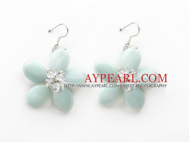 Elegant Style Amazon Stone and Clear Crystal Flower Earrings