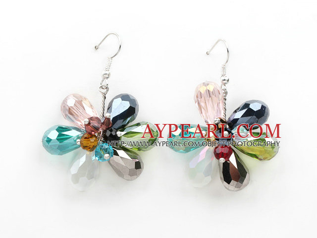 Assorted Multi Crystal Flower Shape Earrings