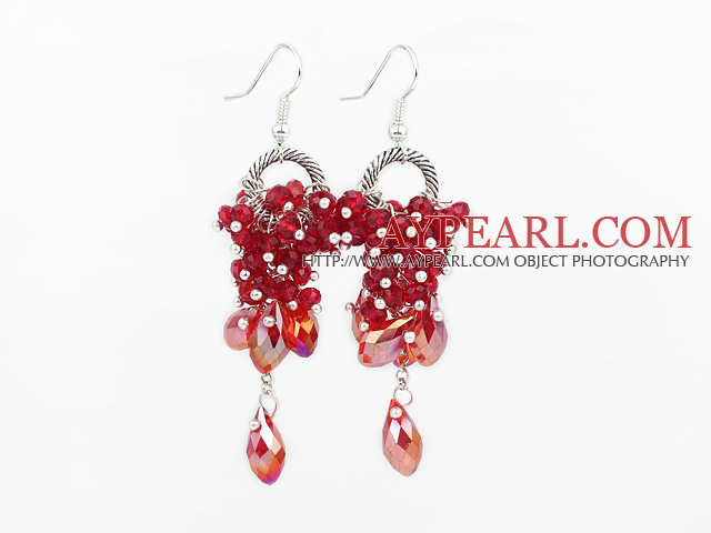 New Design baumeln Style Red Kristall Ohrringe