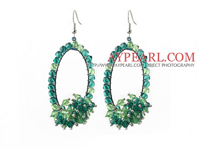 Assorted Fashion Style Green Series Green and Blue Crystal Hoop Earrings