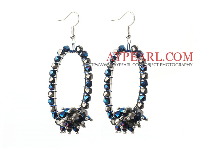 Ассорти Black Series Fashion Style черный и синий кристалл серьги Хооп