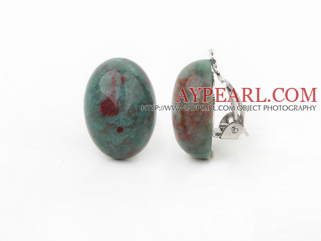 Enkel design oval form Drage Blood Stone Clip øredobber