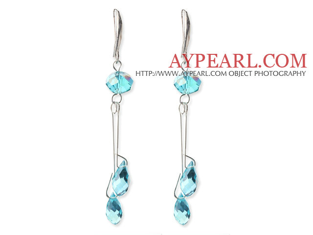 Dangle Style Manmade Light Blue Crystal Earrings