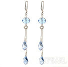 Dangle Style Manmade Sky Blue Crystal Earrings