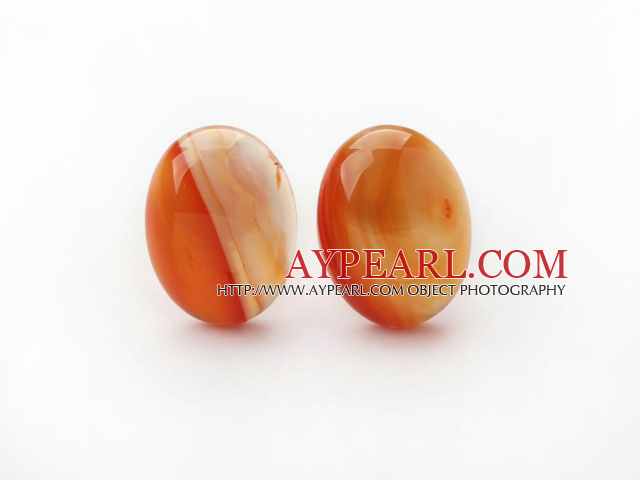 Conception classique de forme ovale de couleur orange agate Boucles d'oreilles clips