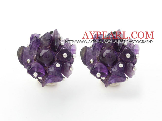 Nytt design mote stil Amethyst Chips Clip øredobber