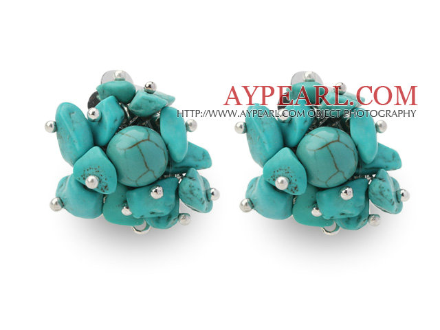 Nouveau mode de conception de style assorties Chips Turquoise Boucles d'oreilles clip