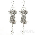 Light Gray Series Assorted Gray Crystal Dangle Long Earrings