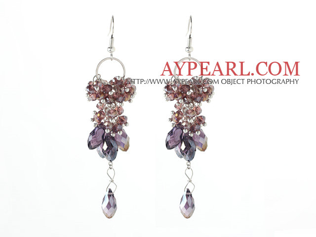Light Purple Series Verschiedene Lila Kristall baumeln Lange Ohrringe