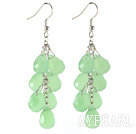 Drop Shape Apple Green Jade Crystal Dangle Earrings