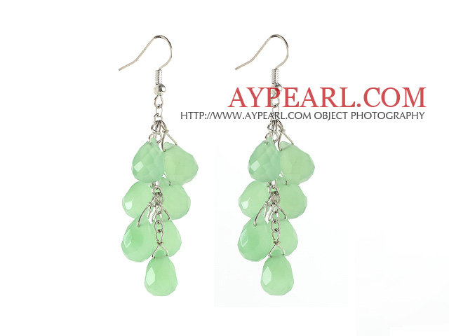 Падение форма Apple Green Jade Серьги Кристалл мотаться